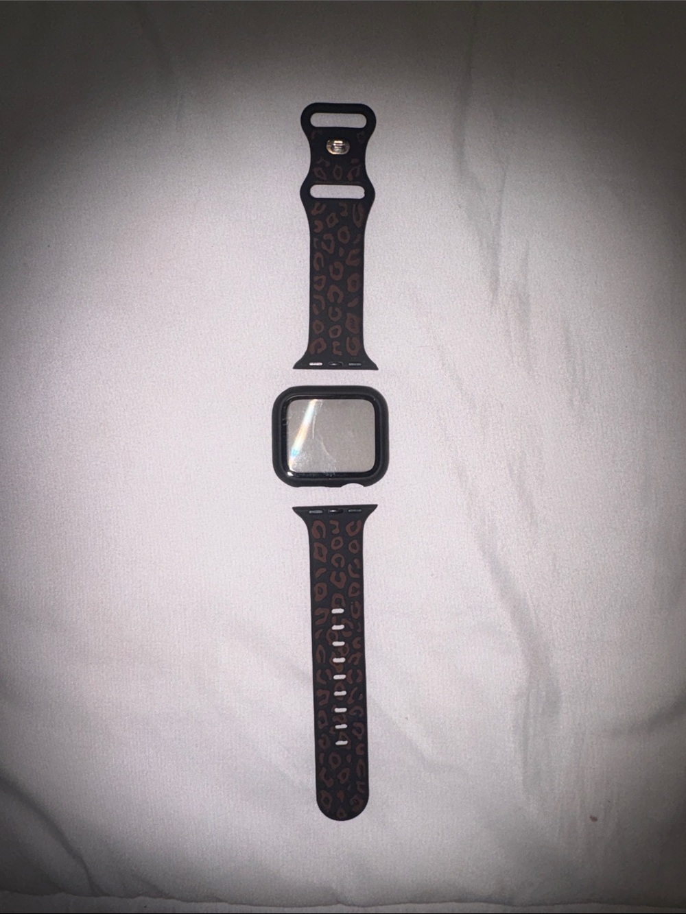 Stylish Leopard Print Silicone Watch Band with Protective Case 40mm